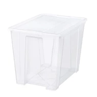 Tárolódoboz műanyag tetővel áttetsző 56x39x42cm 65 literes