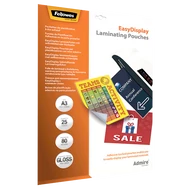 Lamináló fólia FELLOWES A/3 Admire Easy Display 80 mikron fényes öntapadó 25 db/csomag