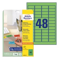 Etikett AVERY L6040-20 45,7x21,2mm univerzális visszaszedhető zöld 960 címke/doboz 20 ív/doboz