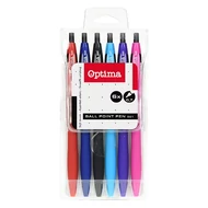 Golyóstoll készlet OPTIMA nyomógombos 521 vegyes színek 6 darabos