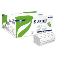 Kéztörlő hajtogatott LUCART Eco ("V") 21x21cm 190 lap fehér 2 rétegű 20 csomag/karton