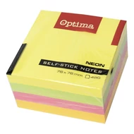 Öntapadós jegyzettömb OPTIMA 75x75mm neon mix 450 lap