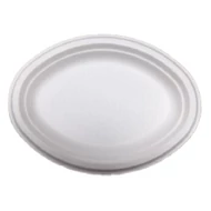 Papírtányér eldobható ovális KOMP cukornád lebomló 25,4x19,05 cm natúr 125 darabos