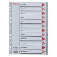 Regiszter ESSELTE A/4 műanyag Jan-Dec szürke