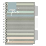 Spirálfüzet vonalas STREET Pad A/5 100 lapos regiszteres sötét csíkos