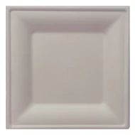 Szögletes eldobható papírtányér KOMP cukornád lebomló 26x26 cm natúr 50 darabos