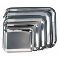 Tálca szögletes rozsdamentes acél krómozott 30 x 24 cm