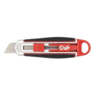 Univerzális vágókés WEDO 18 mm biztonsági 13,6 cm fém test gumi fogórész fém sínnel piros rövid pengével