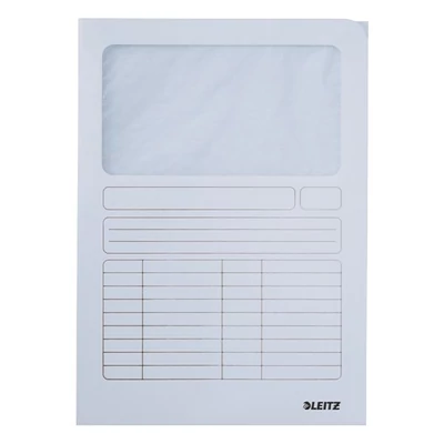 Mappa LEITZ A/4 karton ablakos fehér