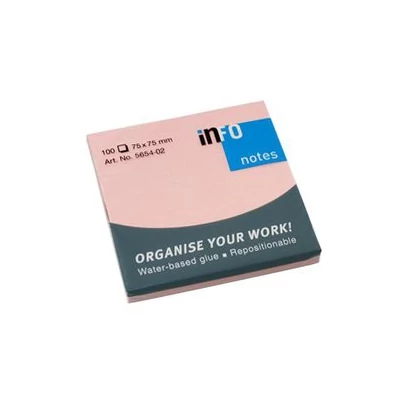 Öntapadós jegyzet GLOBAL Notes 5654-02 75x75mm pasztell pink 100 lap/tömb