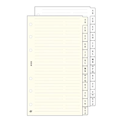 Gyűrűs kalendárium betét SATURNUS L315/F telefonregiszter fehér lapos