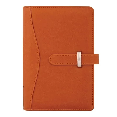 Gyűrűs kalendárium SATURNUS S437 fehér lapos világosbarna műbőr 2025.