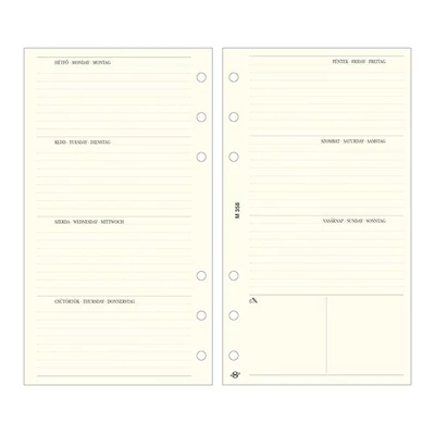 Gyűrűs kalendárium betét SATURNUS M358 bianco heti tervező sárga lapos