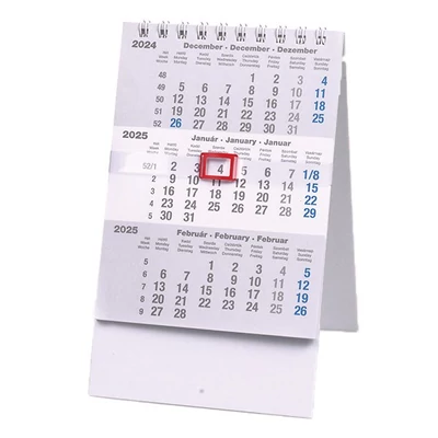 Speditőrnaptár REALSYSTEM álló asztali mini 3 havi fehér lapos 2025.