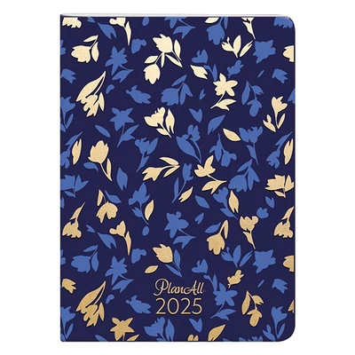 Zsebnaptár PLANALL Tiny Flora B/6 heti álló fehér lapos aranyozott 2025.