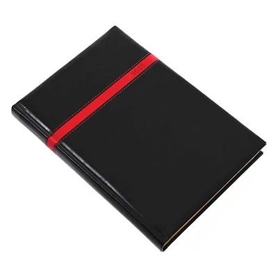 Határidőnapló REALSYSTEM Business B/5 napi sárga lapos élei egyedi grafikával nyomott fekete 2025.