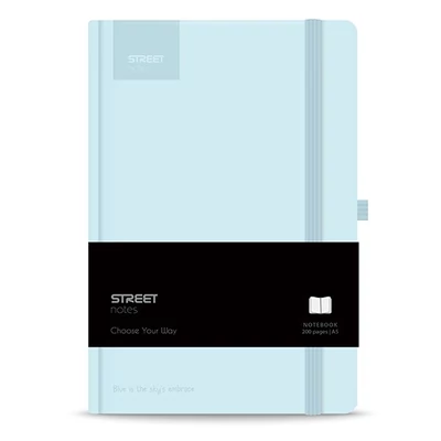 Notesz vonalas STREET Casual A/5 96 lapos gumis keményfedelű pasztell kék