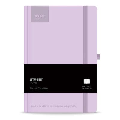 Notesz vonalas STREET Casual A/5 96 lapos gumis keményfedelű pasztell lila