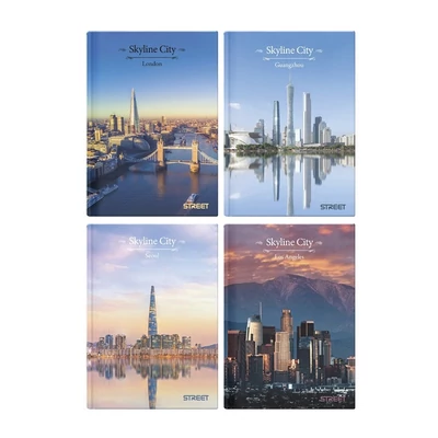 Beírókönyv kockás STREET A/4 96 lapos Skyline keményfedelű vegyes mintákkal