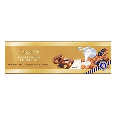Csokoládé LINDT Gold Traube-nuss mogyorós-mazsolás tejcsokoládé 300 g