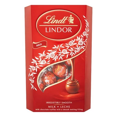 Csokoládé LINDT Lindor Milk tejcsokoládé golyók díszdobozban 337 g