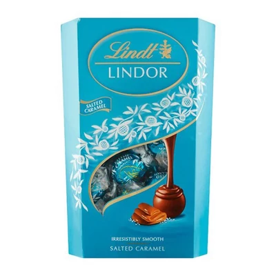 Csokoládé LINDT Lindor Salted Caramel sós karamellás csokoládé golyók díszdobozban 337 g