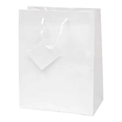 Dísztasak CREATIVE Special Simple M 18cm x 23cm x 10 cm egyszínű fehér zsinórfüles