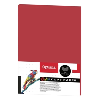 Fénymásolópapír színes OPTIMA A/4 80 g piros 100 ív/csomag