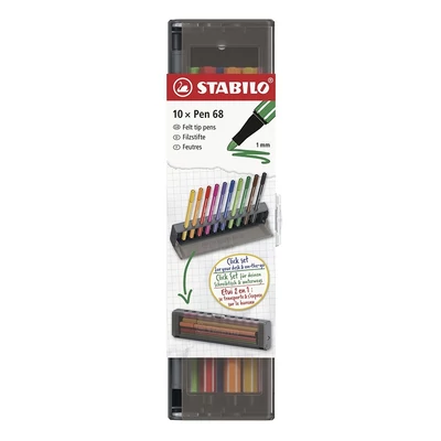 Filctoll STABILO Pen 68 10 darabos hordozható asztali tartóban