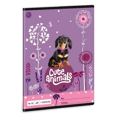 Füzet vonalas ARS UNA A/5 32 lapos 14-32 1.osztályos Cute Animals-Puppy