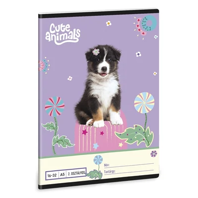 Füzet vonalas ARS UNA A/5 32 lapos 16-32 2.osztályos Cute Animals-Aussie