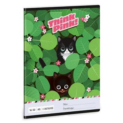 Füzet vonalas ARS UNA A/5 32 lapos 16-32 2.osztályos Think Pink