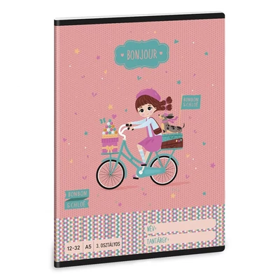 Füzet vonalas ARS UNA A/5 32 lapos 12-32 3.osztályos Bonjour