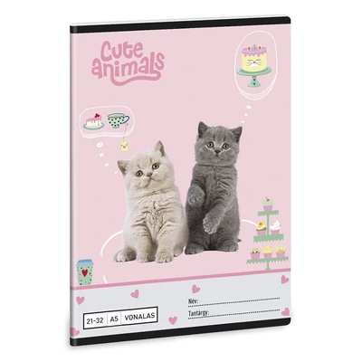 Füzet vonalas ARS UNA A/5 32 lapos 21-32 4-8.osztályos Cute Animals-Tea Party