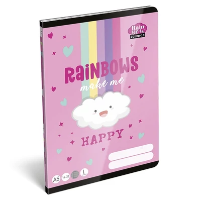 Füzet vonalas LIZZYSULI A/5 32 lapos 14-32 1.osztályos  Lollipop Rainbow