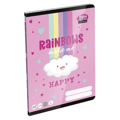 Füzet vonalas LIZZYSULI A/5 32 lapos 14-32 1.osztályos  Lollipop Rainbow