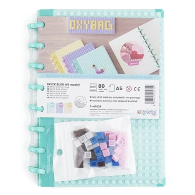Spirálfüzet vonalas OXY lego design A/5 80 lapos kék