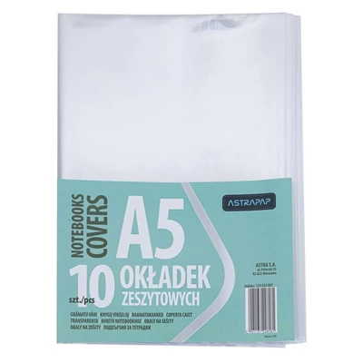 Füzetborító ASTRA PAP A/5 bújtatós pvc átlátszó 5 db/csomag