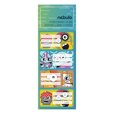 Füzetcímke NEBULO 12 darabos Vicces szörnyek