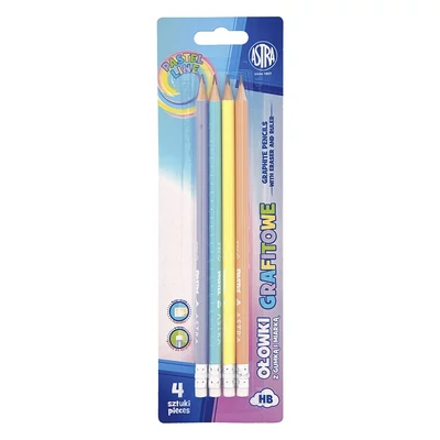 Grafitceruza ASTRA PEN Pasztell háromszögletű radíros HB 4 db/bliszter
