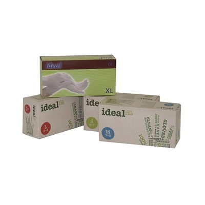 Gumikesztyű egyszer használatos latex púderes fehér XL 10 100 darabos