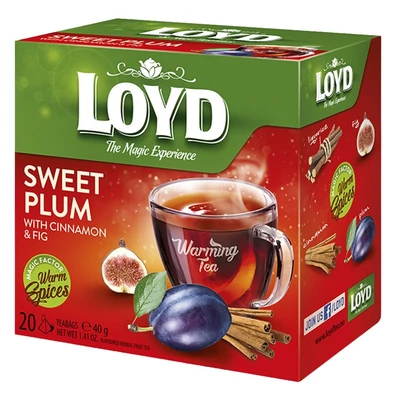 Gyümölcstea LOYD Piramis Hot szilva-füge-gyömbér-fahéj 20x2 g