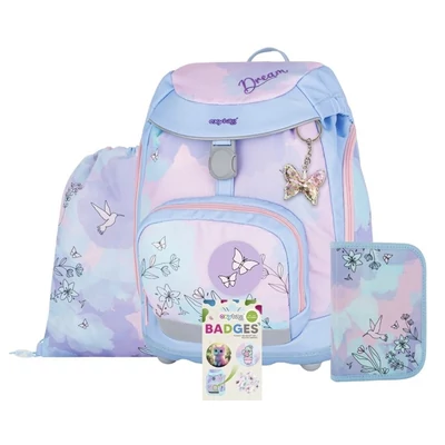 Iskolatáska szett OXY SHERPY 4 részes Colibri tolltartóval, tornazsákkal és cserélhető matricával