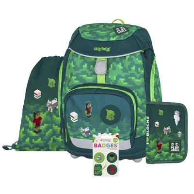 Iskolatáska szett OXY SHERPY 4 részes Playworld tolltartóval, tornazsákkal és cserélhető matricával