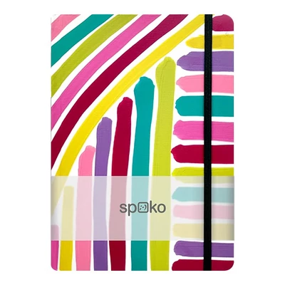 Jegyzetfüzet vonalas SPOKO A/5 96 lapos gumis keményfedeles rózsaszín ecset