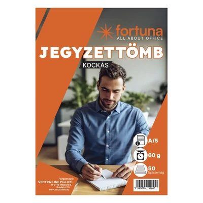 Jegyzettömb kockás FORTUNA A/5 50 lapos