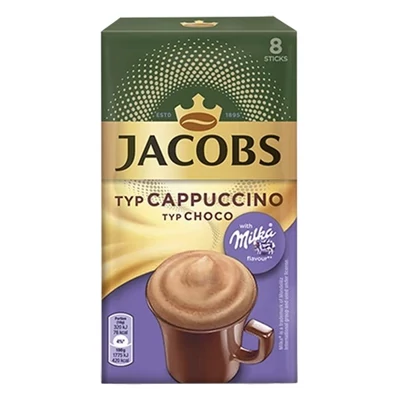 Kávé instant JACOBS Cappuccino Milka-Mogyorós 8x16,5 g