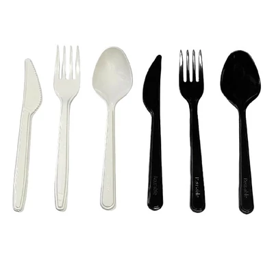 Kés újrahasználható PS műanyag 180mm fekete 100 darabos