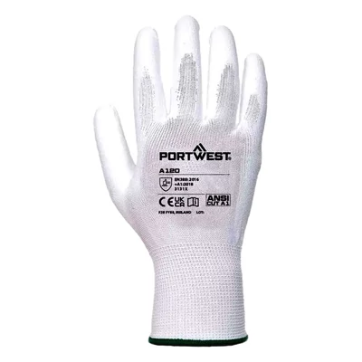 Kesztyű munkavédelmi (szerelő) PORTWEST 8-as M fehér színű tenyéren mártott