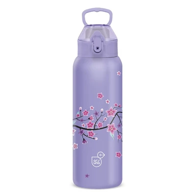 Kulacs duplafalú ARS UNA 3D fém BPA-mentes 700 ml Snow Flower-Purple
